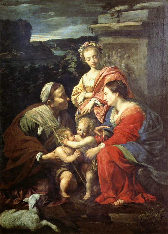 the holy family with saints elizabeth john the baptist and catherine